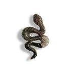 slangen broche diamant glas goud bruin