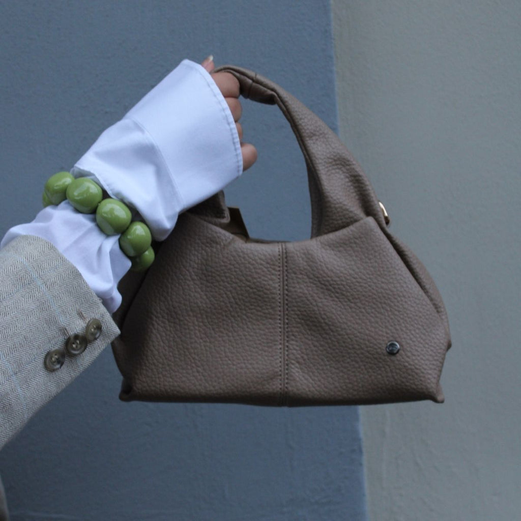 Bruin beige handtas schoudertas leer