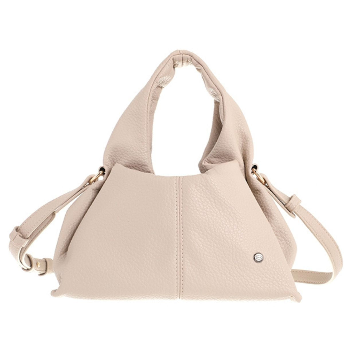 beige handtas schoudertas leer