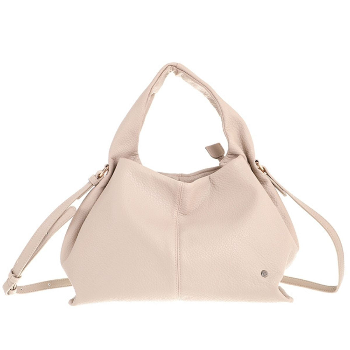 Beige handtas schoudertas leer